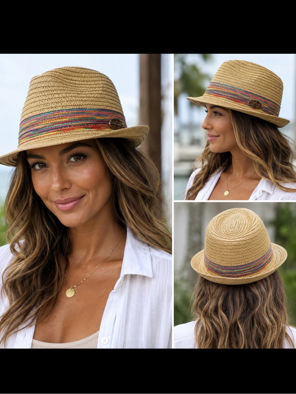 Panama Jack  Multicolor  toyo straw fedora Woven hat.